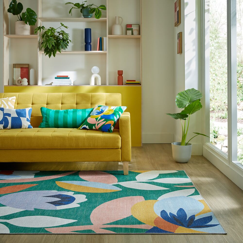 Elements Fieldsley Floral Washable Rug Multicoloured