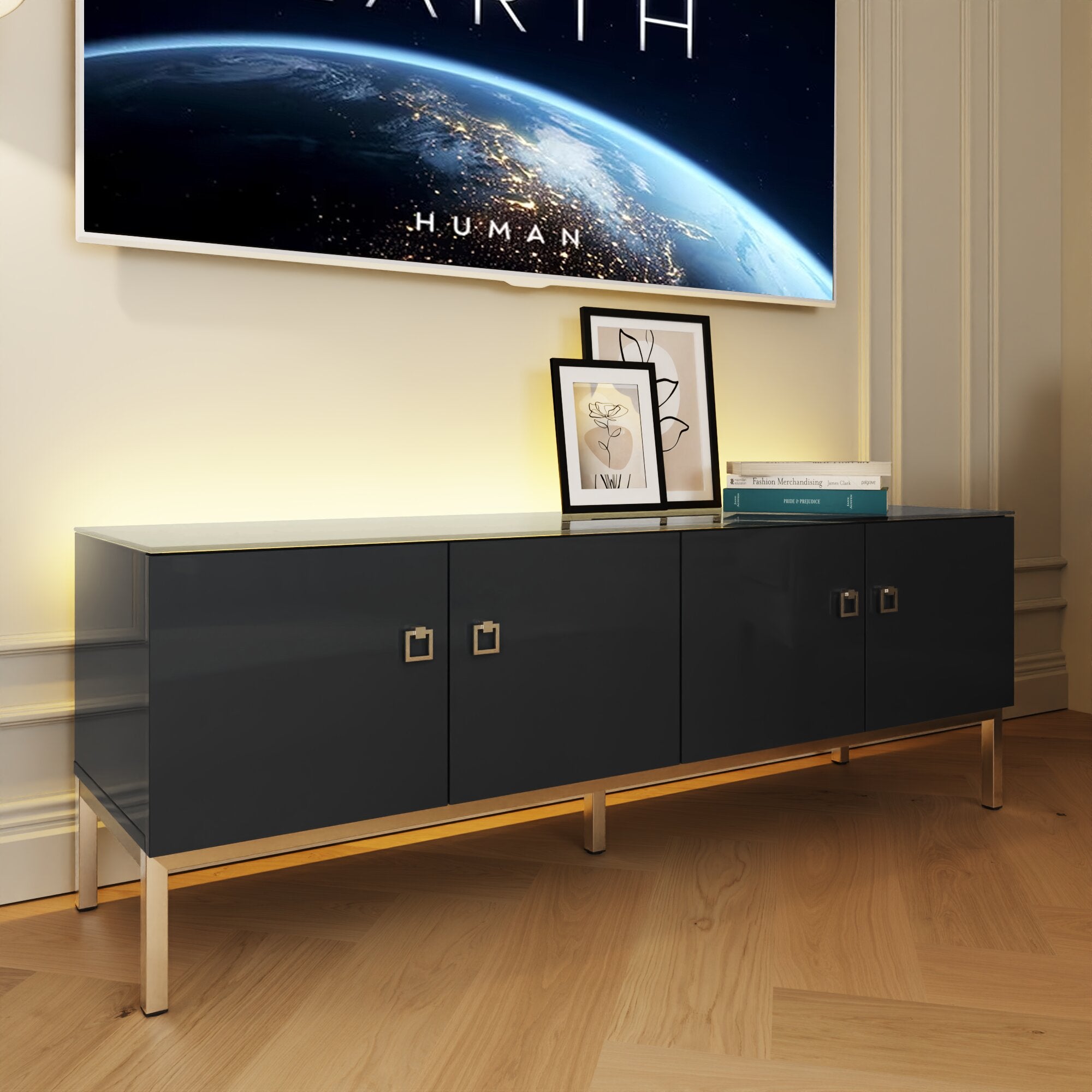 Lyra Low Smart Tv Unit For Tvs Up To 70 Onyx Black