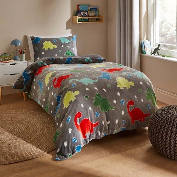 Dinosaur Fleece Duvet Cover And Pillowcase Set