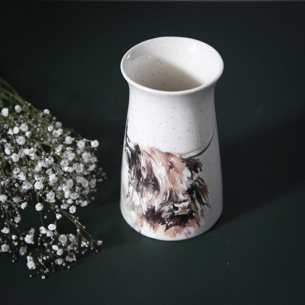 Meg Hawkins Ceramic Highland Cow Vase image 1 of 3