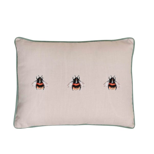 Meg Hawkins Bee Rectangular Cushion with Wooden Buttons image 1 of 2