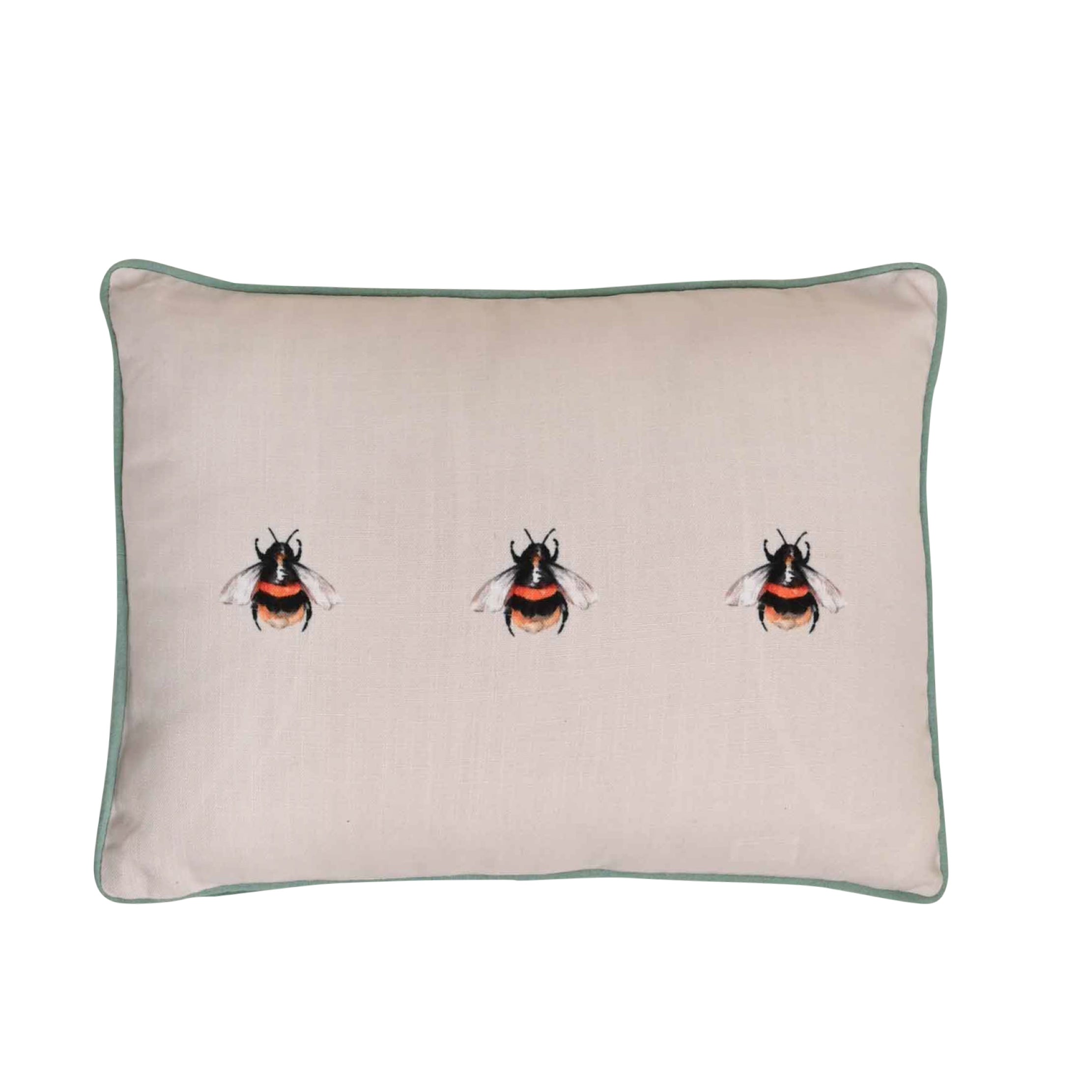 Meg Hawkins Bee Rectangular Cushion With Wooden Buttons Cream
