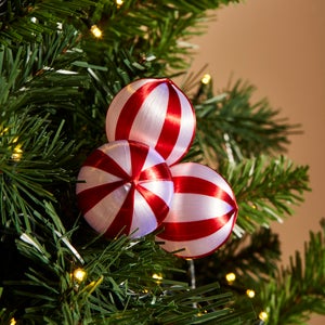 Red And White Thread Bauble Pick Tree Decoration