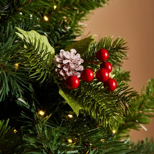 Velvet Berry And Holly Pick Tree Decoration