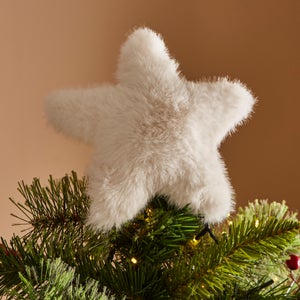 Ivory Star Faux Fur Tree Topper
