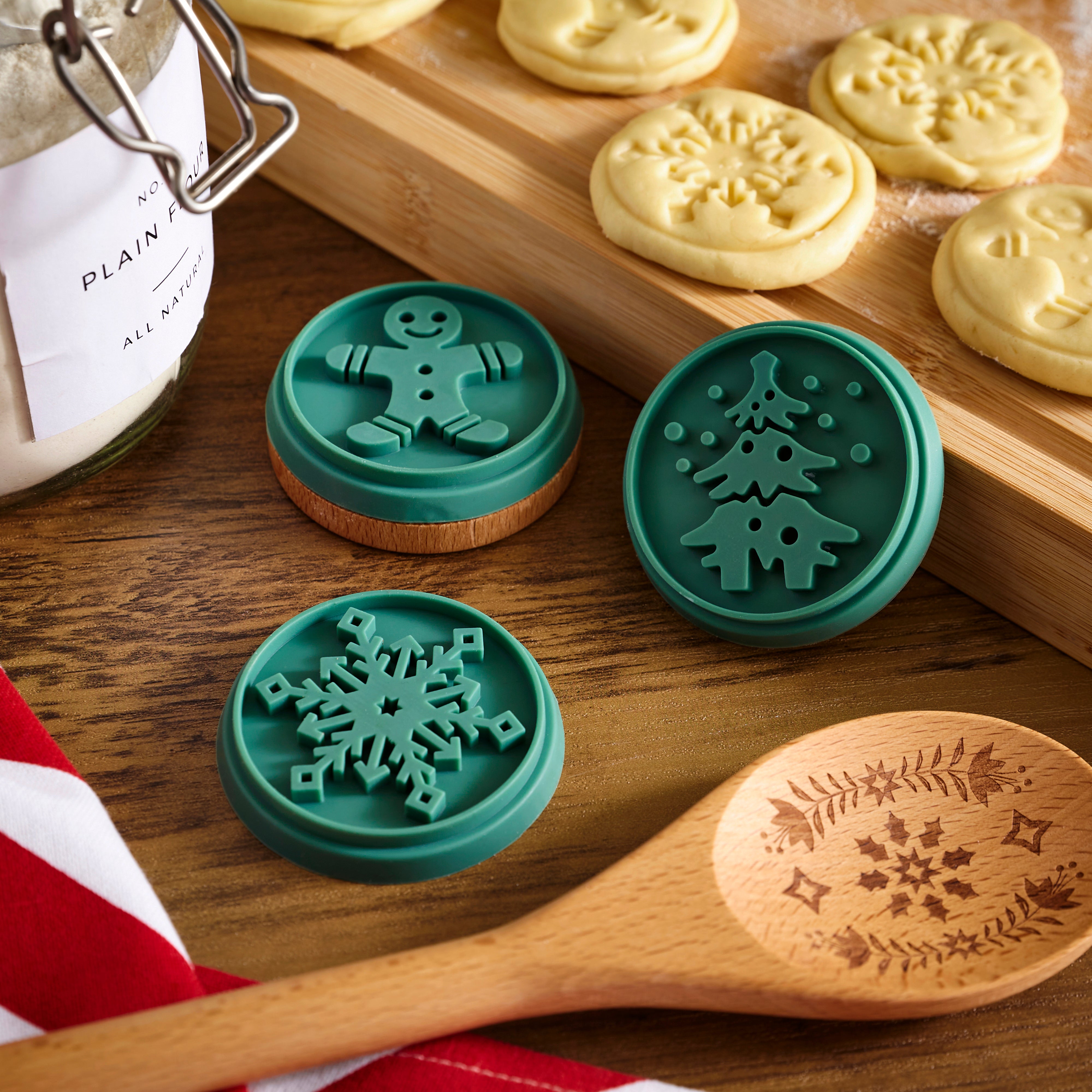 Set of 3 Festive Silicone Cookie Stamps