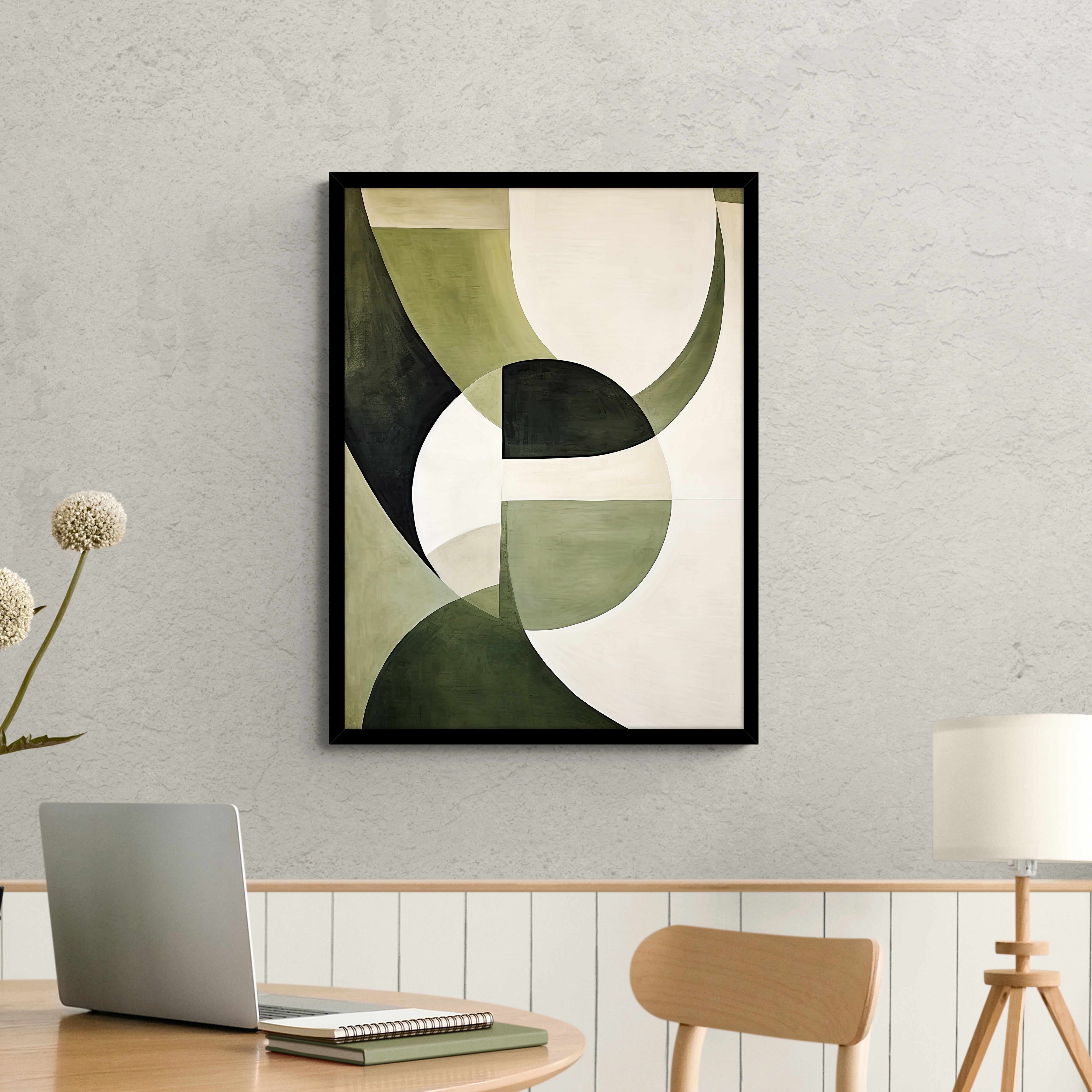 Green Geometric Abstract Framed Print