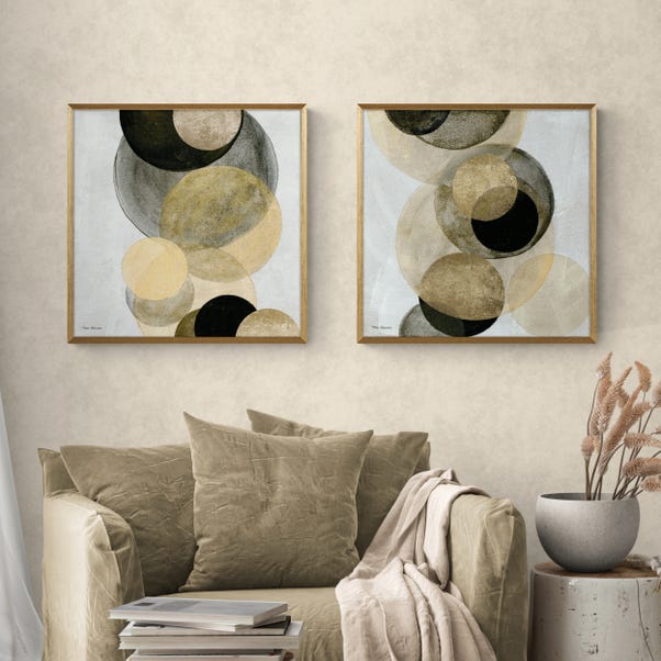 Set of 2 Gold Circles Framed Prints image 1 of 3