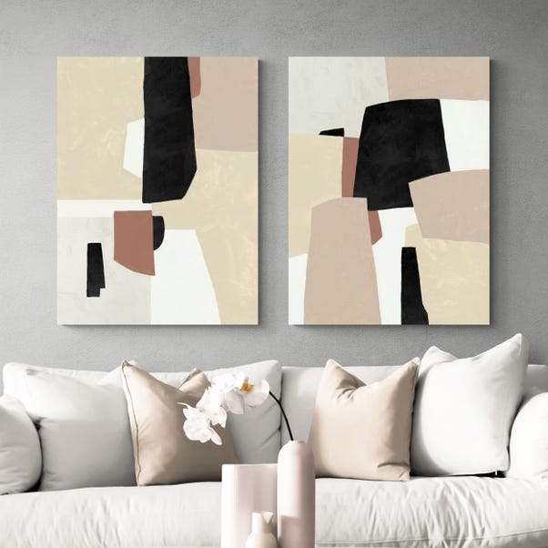 Set of 2 Blocked Neutral Canvases image 1 of 3