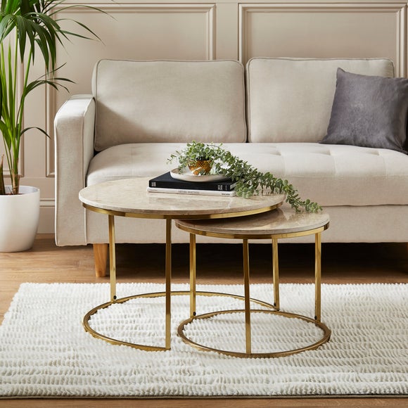 Lia Nest Of 2 Coffee Tables Real Marble