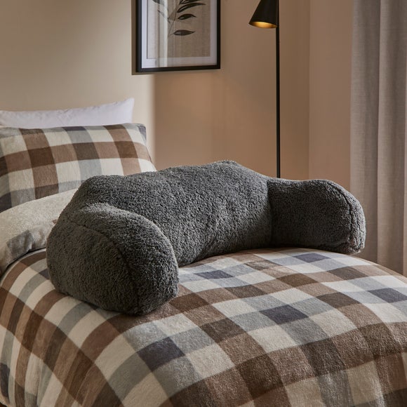 Charcoal Teddy Bear Cuddle Cushion for Single Bed Dunelm