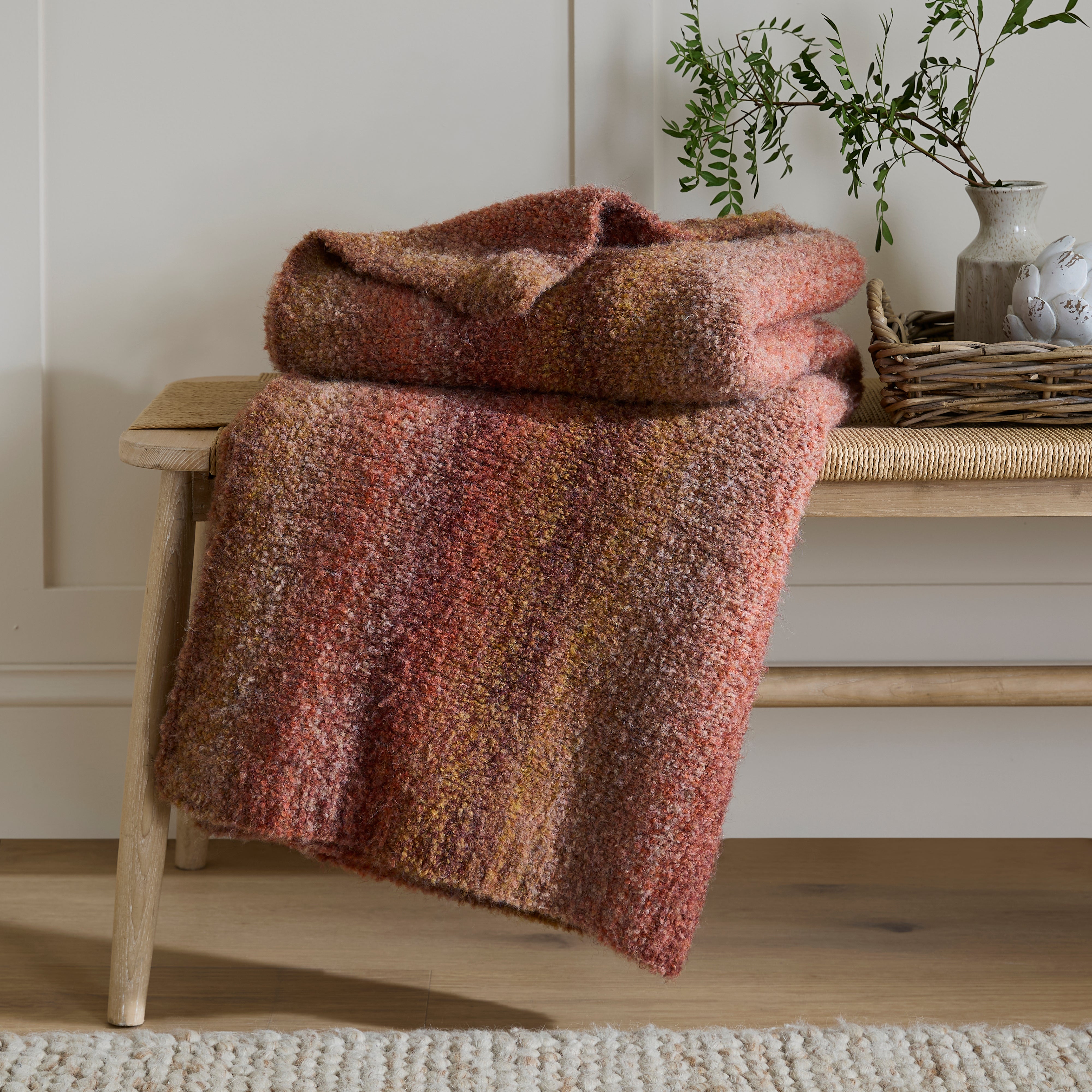 Ombre Knit Throw Orange Umber