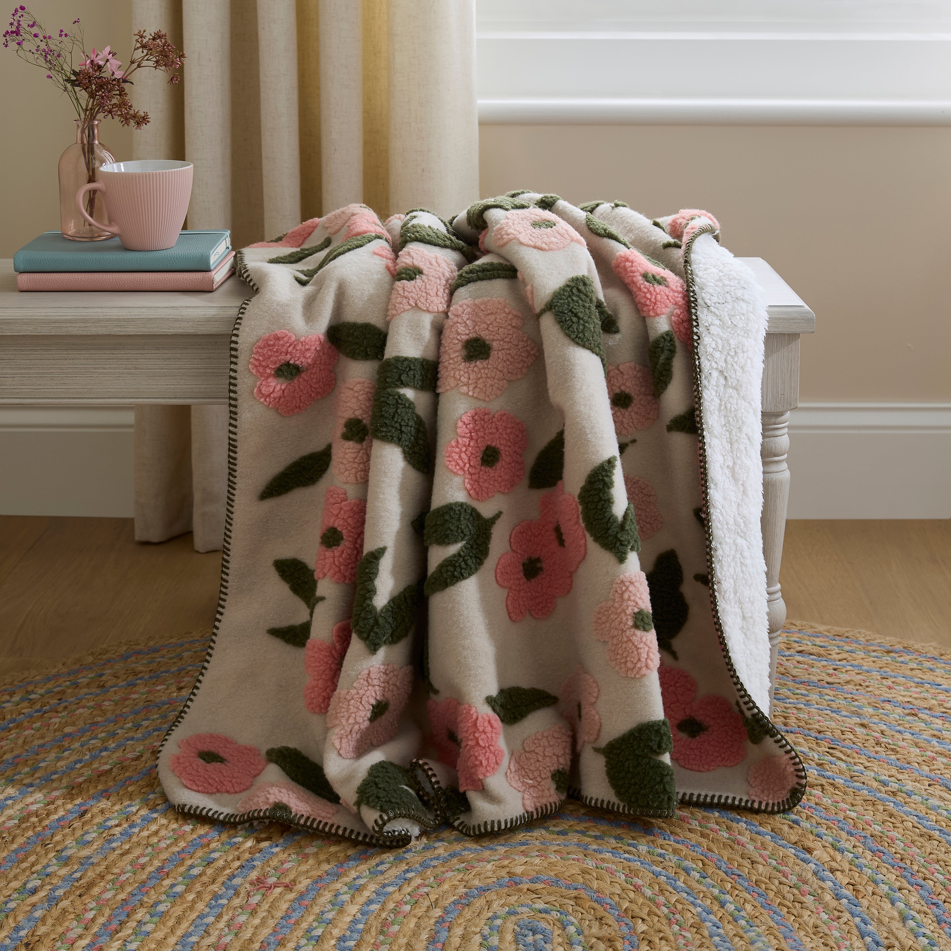 Floral Jacquard Throw Multicoloured