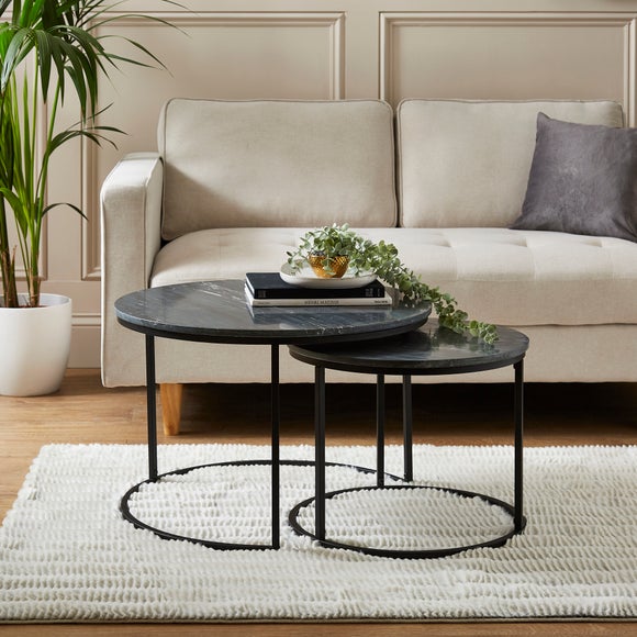 Lia Nest Of 2 Coffee Tables Real Marble