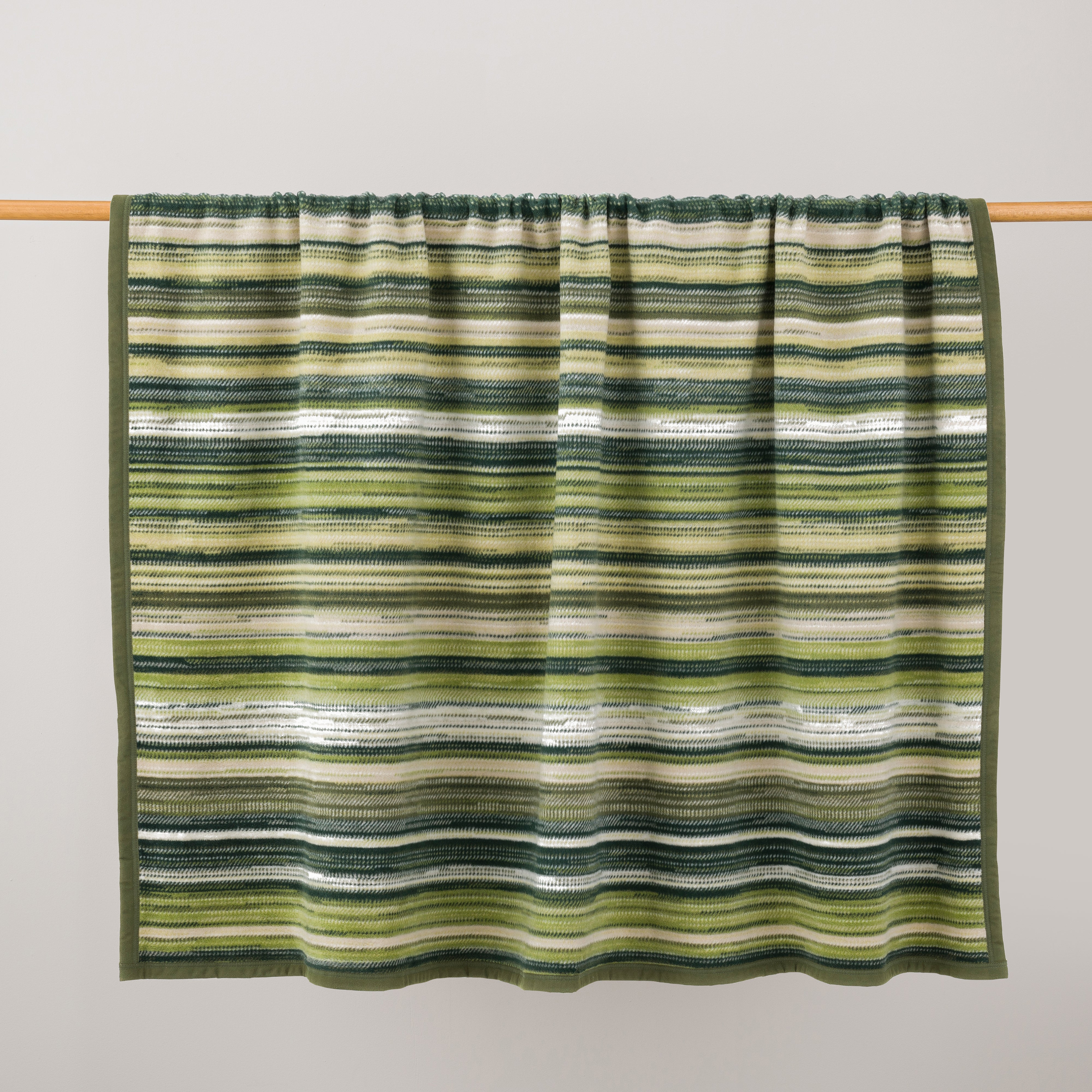 Supersoft Reva Stripe Cotton Blanket Green