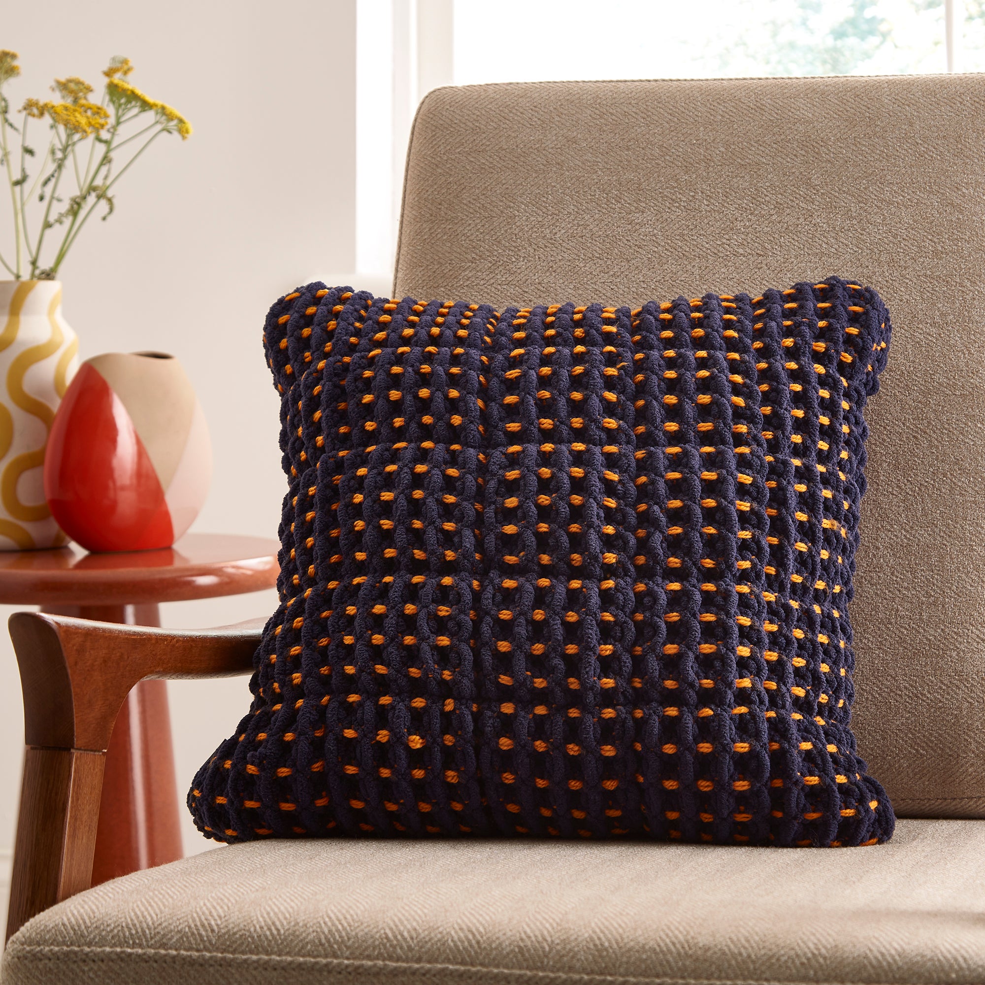 Elements Chunky Knit Cushion Orange