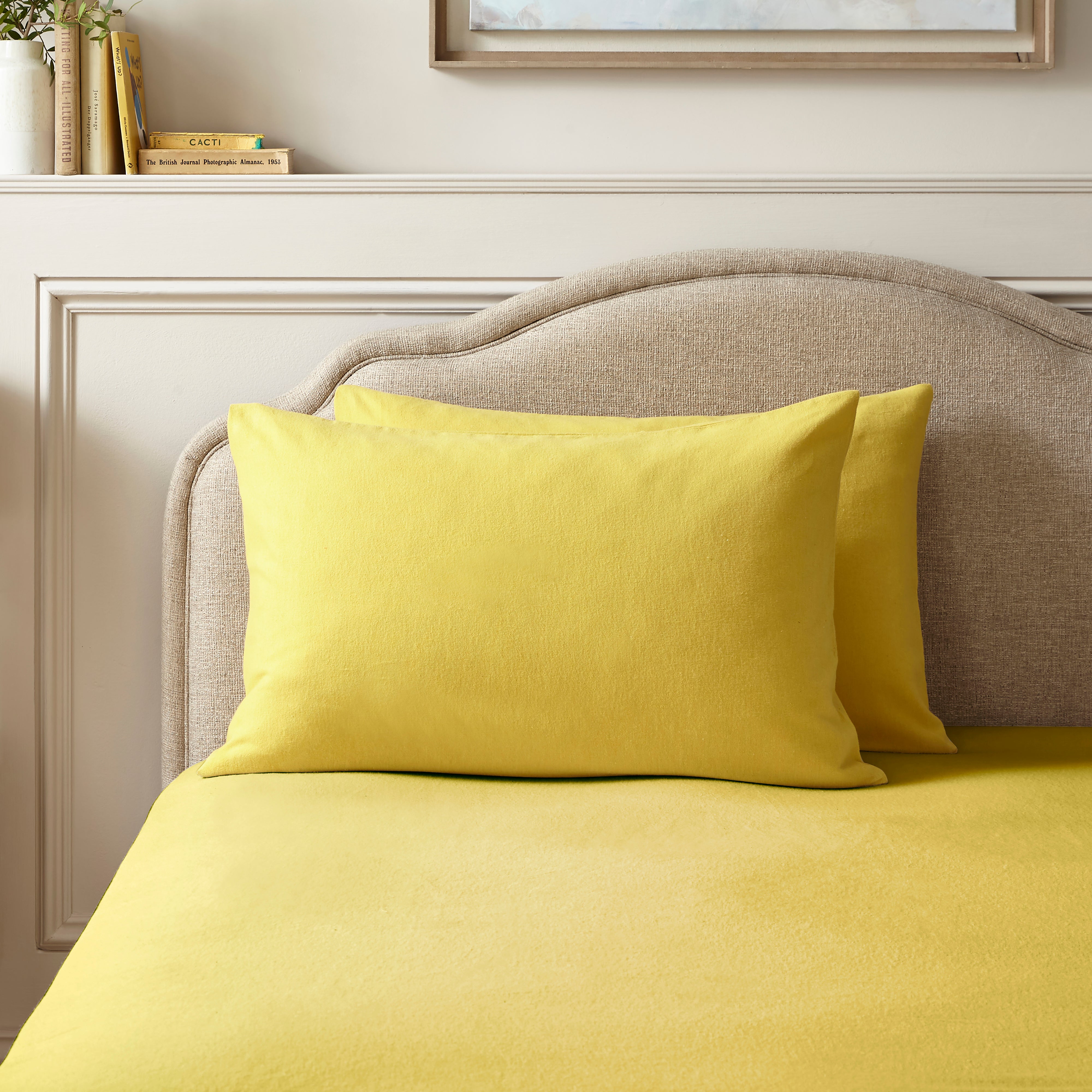 Simply Brushed Cotton Standard Pillowcase Pair Yellow Ochre