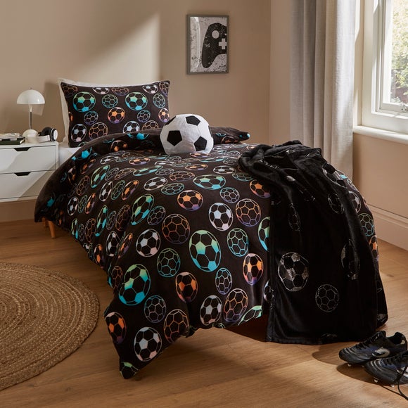 Football Etched Fleece Duvet Cover And Pillowcase Set