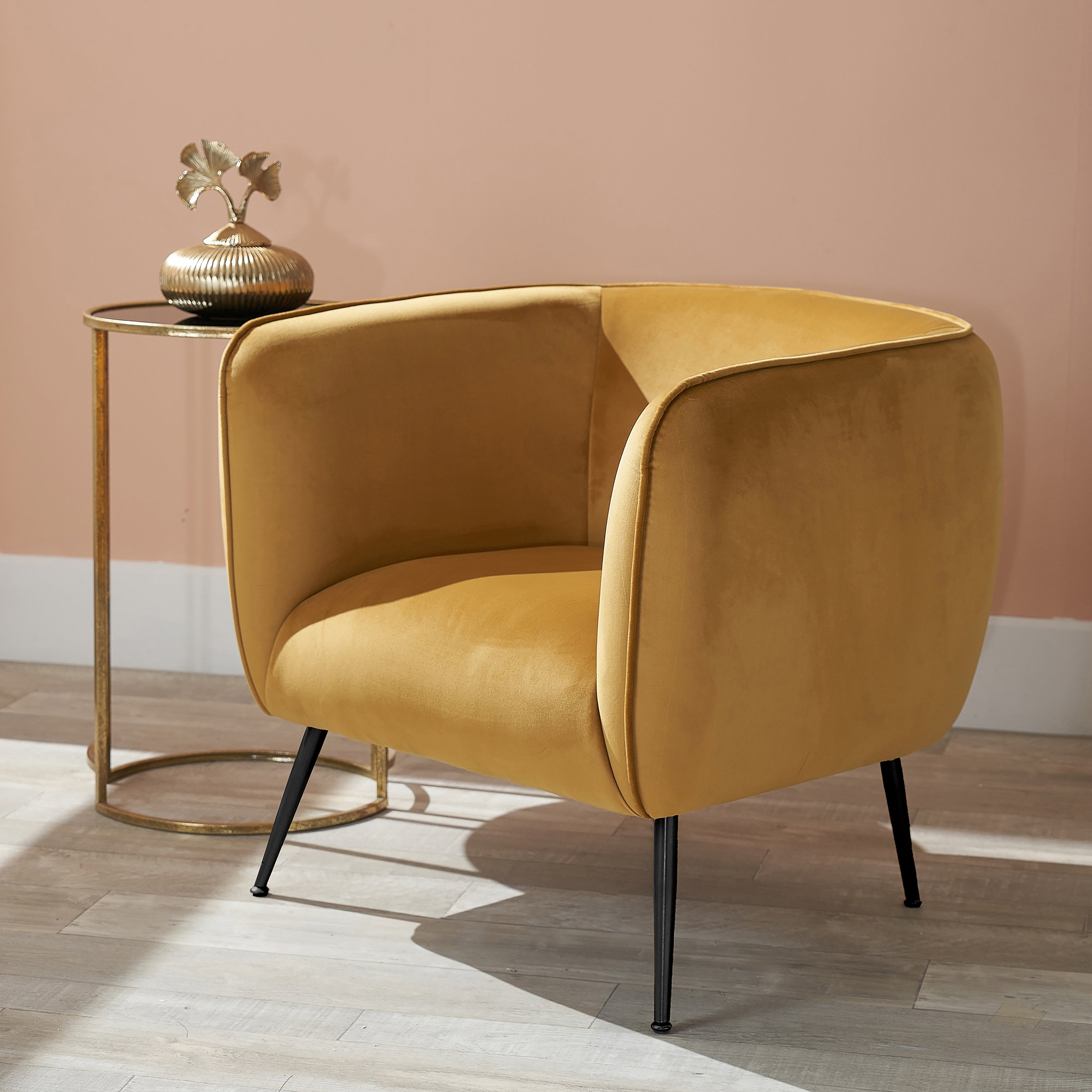 Lucca Velvet Tub Chair Gold