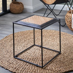 Ezio Leather And Rattan Stool