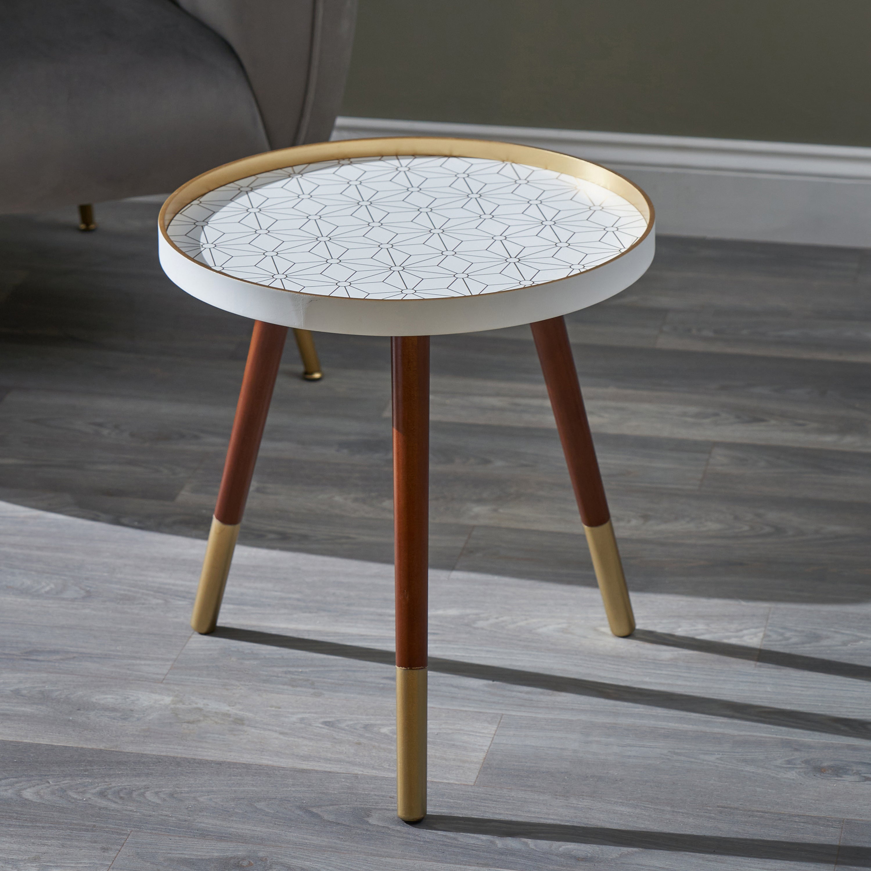 Peretti Floral Design Side Table White And Gold