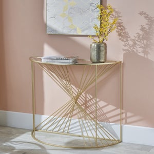 Liberty Glass And Gold Half Moon Console Table