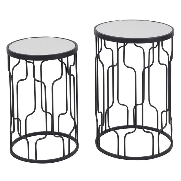 Set of 2 Caprisse Mirrored Glass Side Tables image 1 of 7