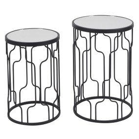 Set of 2 Caprisse Mirrored Glass Side Tables
