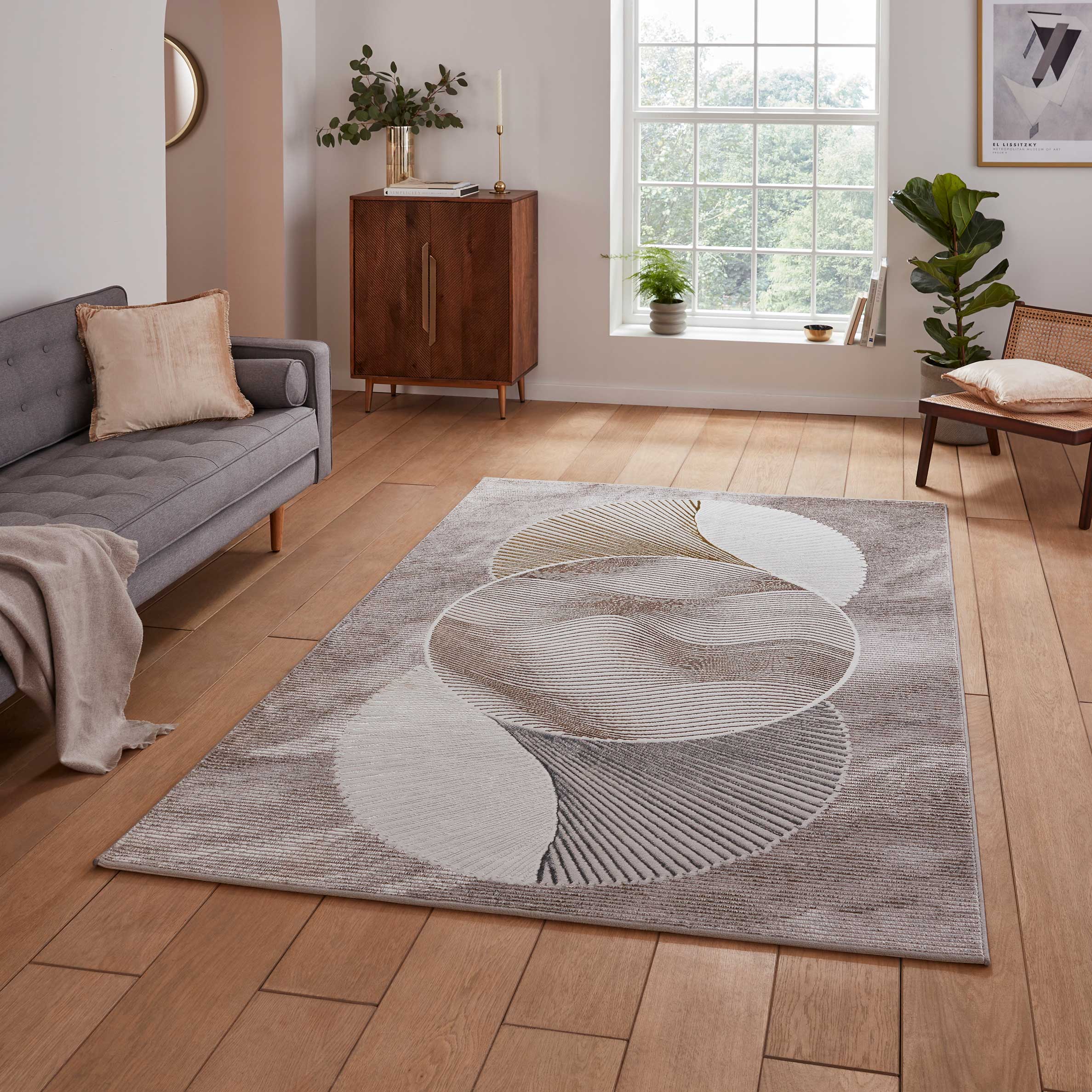 Creation Ribbed Art Deco Rug Gold