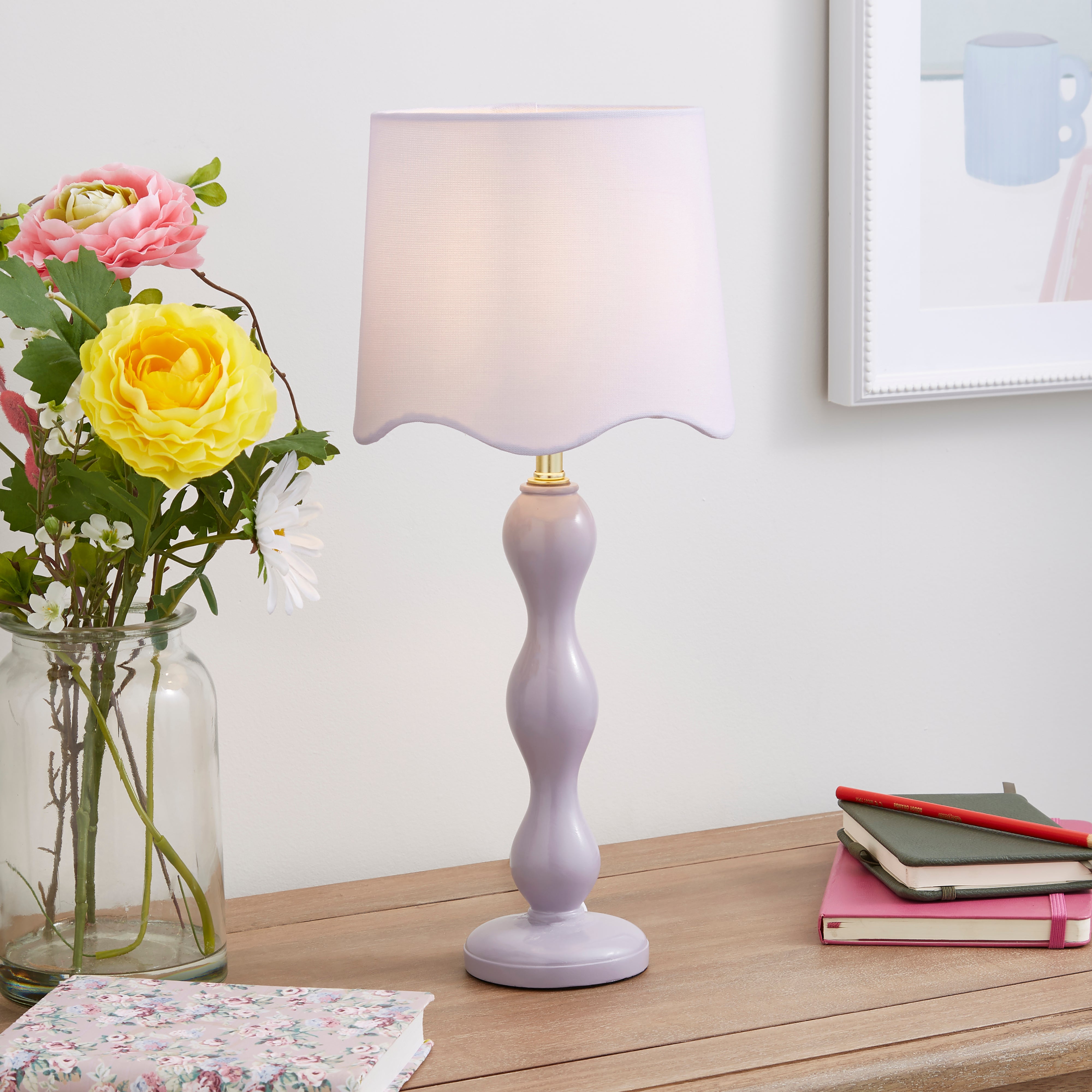 Elsie Tall Scalloped Table Lamp Lilac