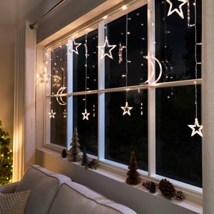 116 Led Star & Moon Curtain String Lights