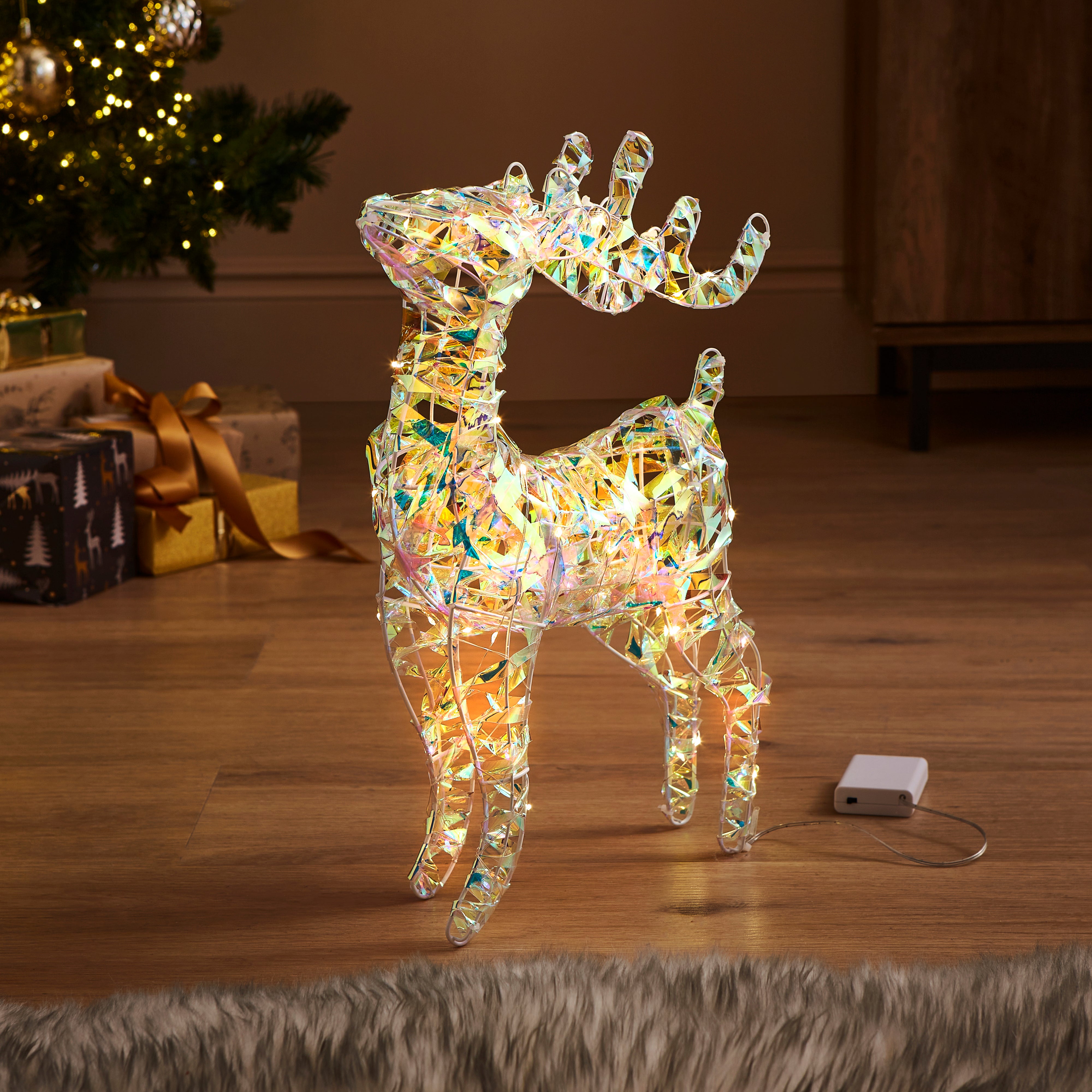 50cm Light Up Iridescent Deer with Timer