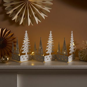 Light Up White Metal Folding Snow Scene