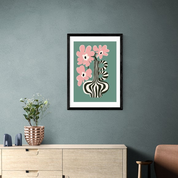 East End Prints Floral Stripe Print by Miho Art Studio