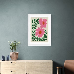 East End Prints Fun Fern And Pink Poppy Print By Miho Art Studio