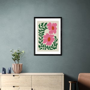 East End Prints Fun Fern And Pink Poppy Print By Miho Art Studio