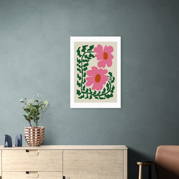 East End Prints Fun Fern And Pink Poppy Print by Miho Art Studio image 1 of 2