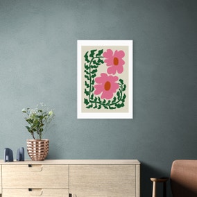 East End Prints Fun Fern And Pink Poppy Print by Miho Art Studio
