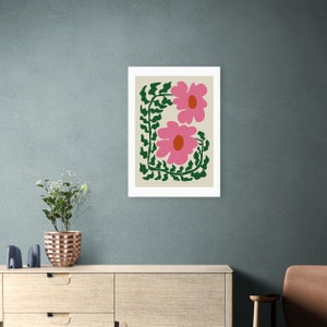 East End Prints Fun Fern And Pink Poppy Print By Miho Art Studio