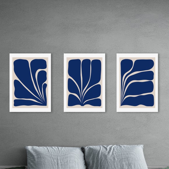 East End Prints Navy Plant Triptych Set of 3 Prints by Alisa Galitsyna