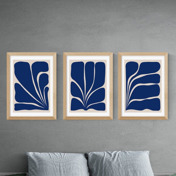 East End Prints Navy Plant Triptych Set of 3 Prints by Alisa Galitsyna