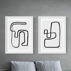 East End Prints Abstract Monochrome Set Of 2 Prints By Rafael Farias