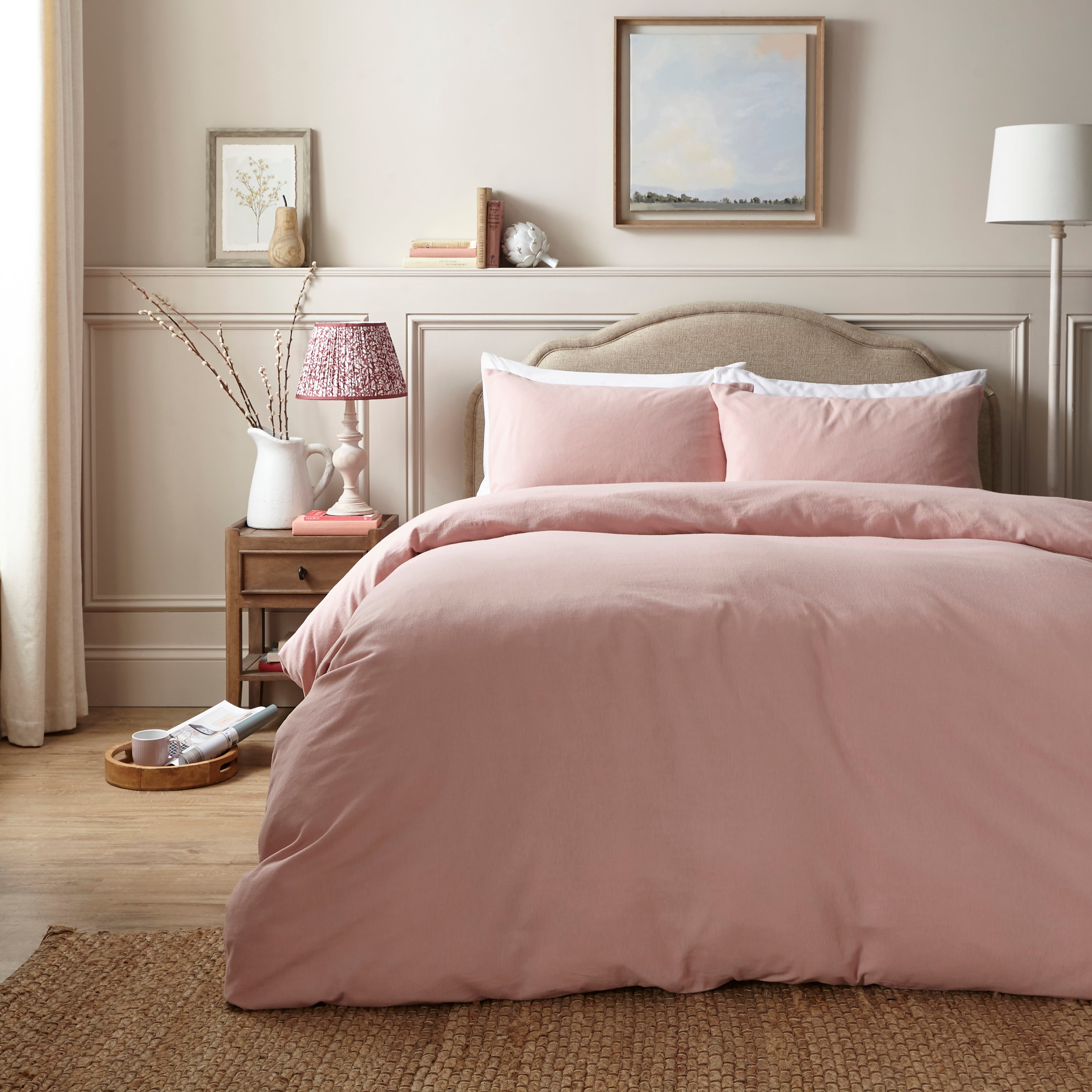 Simply Brushed Cotton Duvet Cover And Pillowcase Set Blush