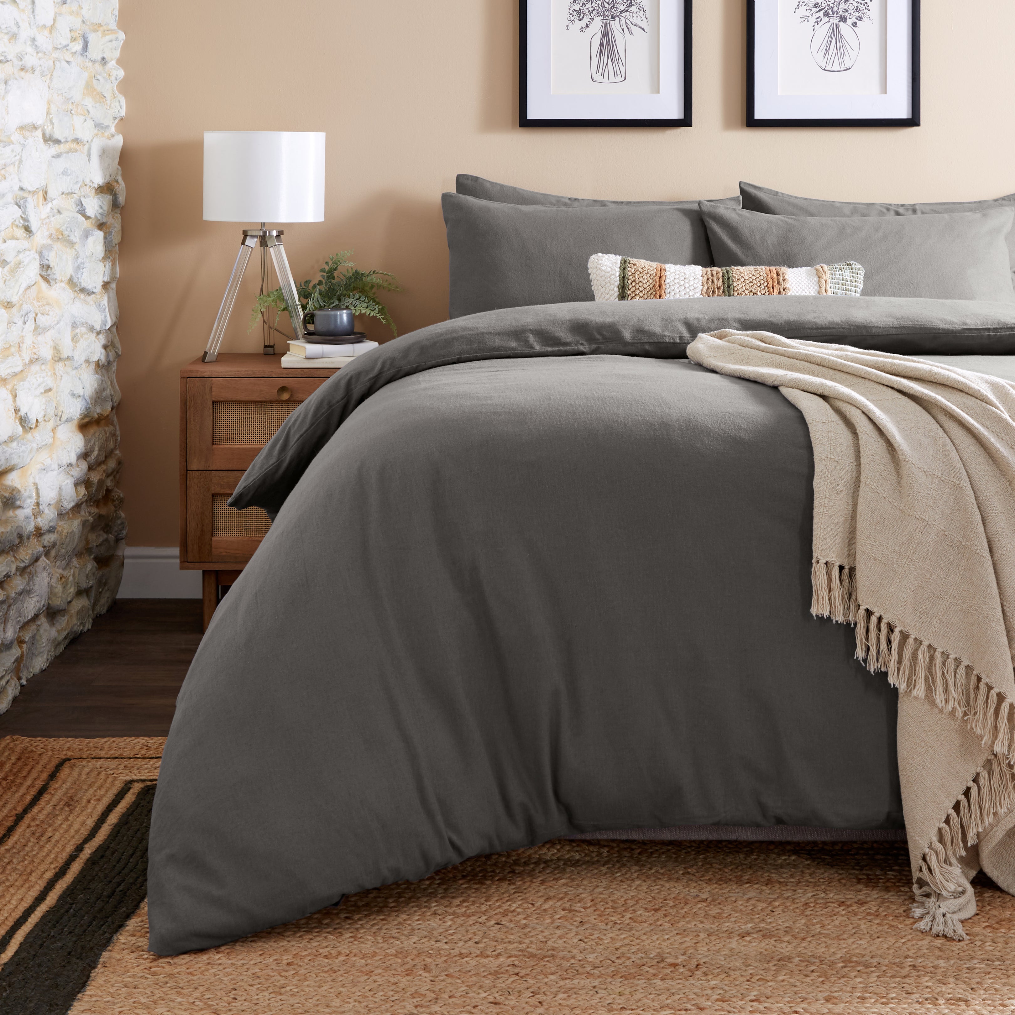 Simply Brushed Cotton Duvet Cover And Pillowcase Set Steeple Grey