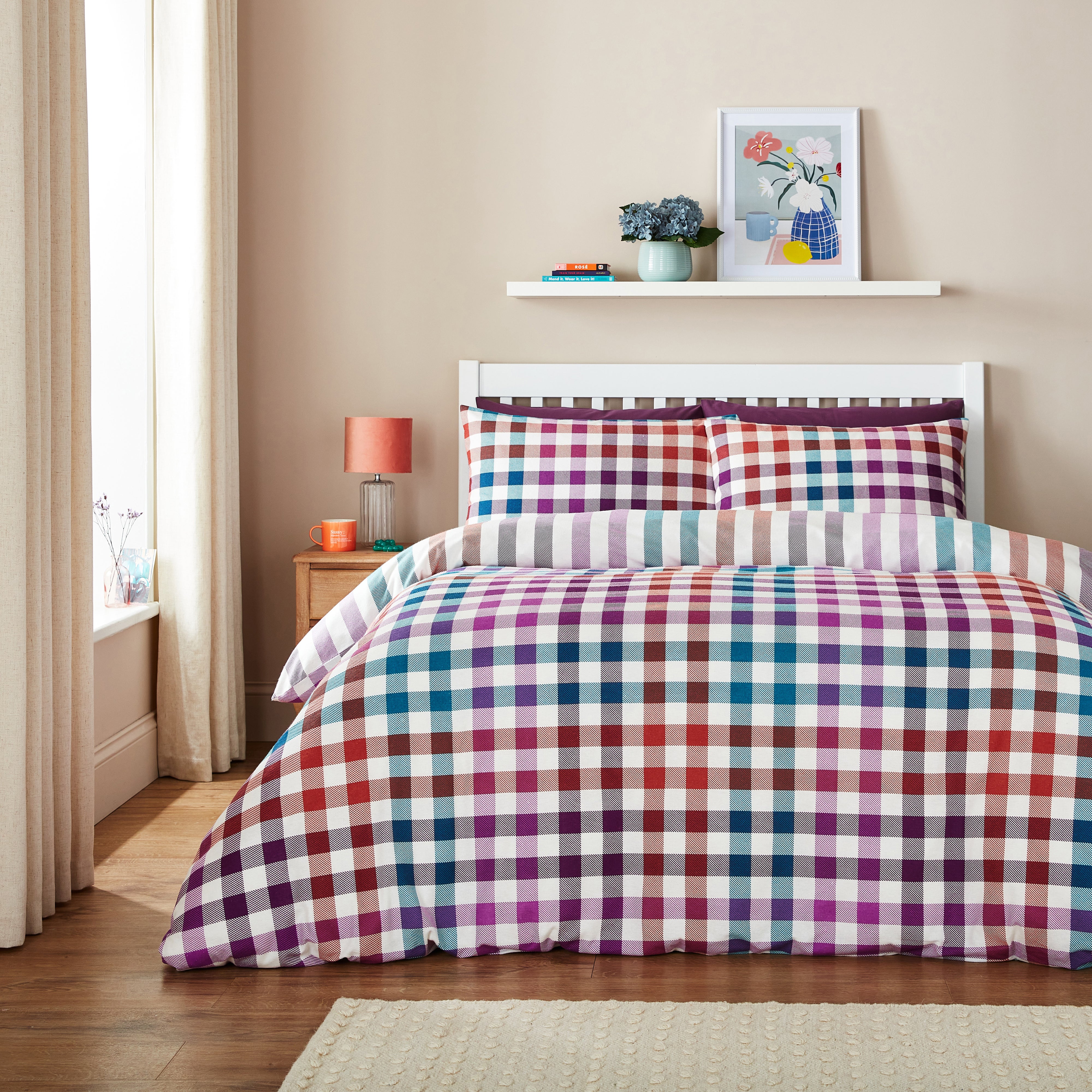 Autumn Brushed Check Brushed Cotton Duvet Cover And Pillowcase Set