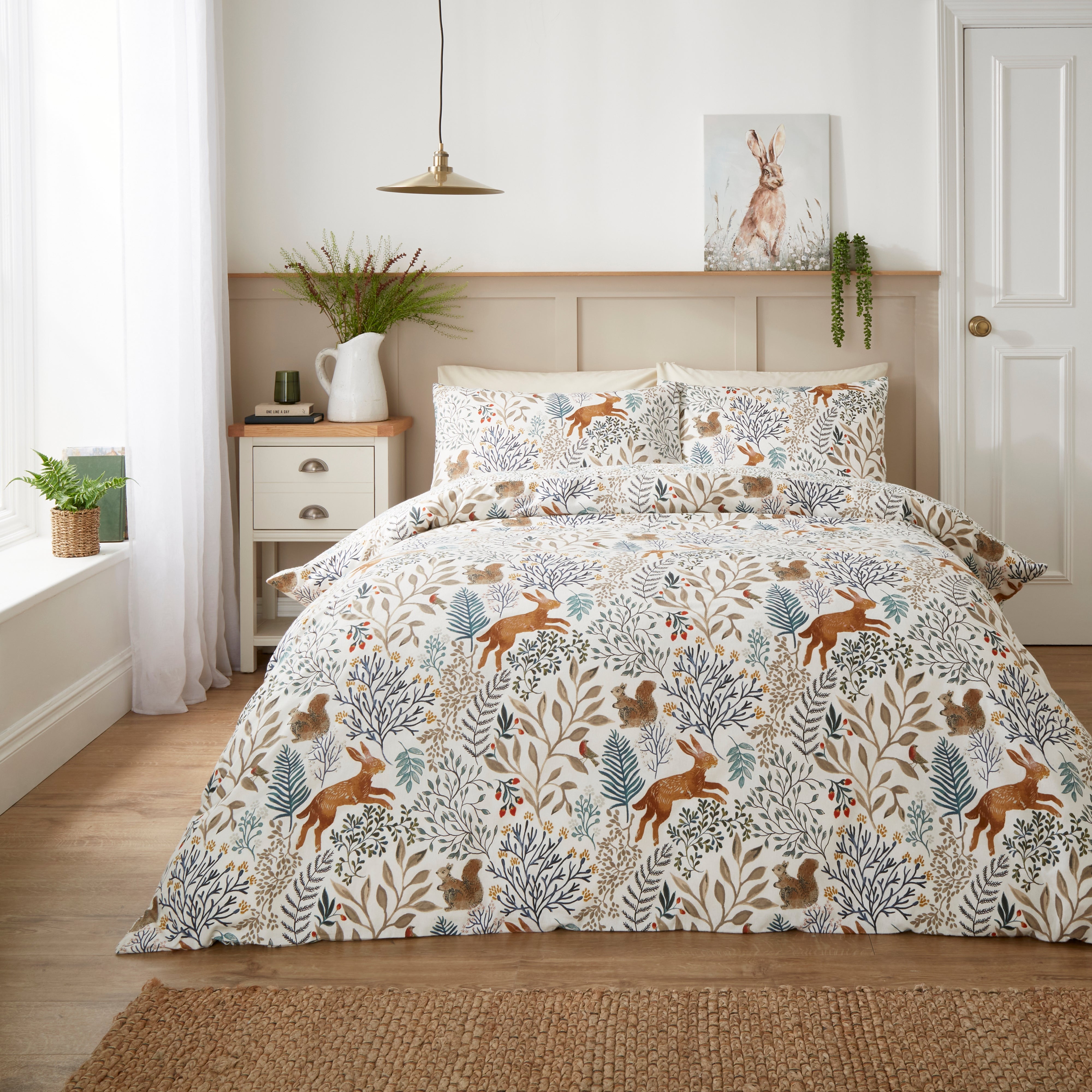 Woodland Tale Brushed Cotton Duvet Cover And Pillowcase Set Natural