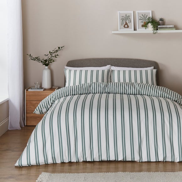 Franklin Stripe Brushed Cotton Duvet Cover And Pillowcase Set