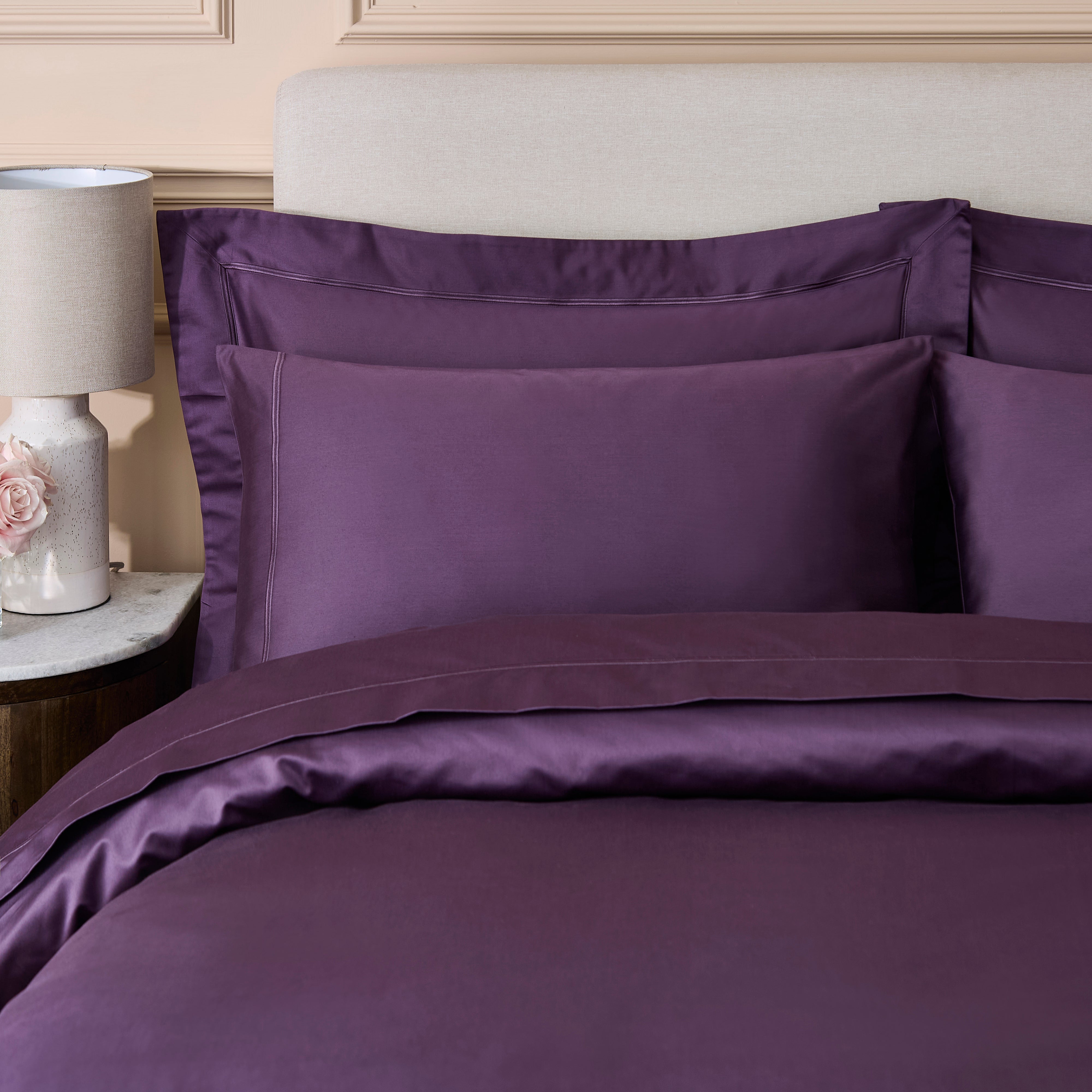 Dorma Egyptian Cotton Sateen 800 Thread Count Oxford Pillowcase Damson Purple