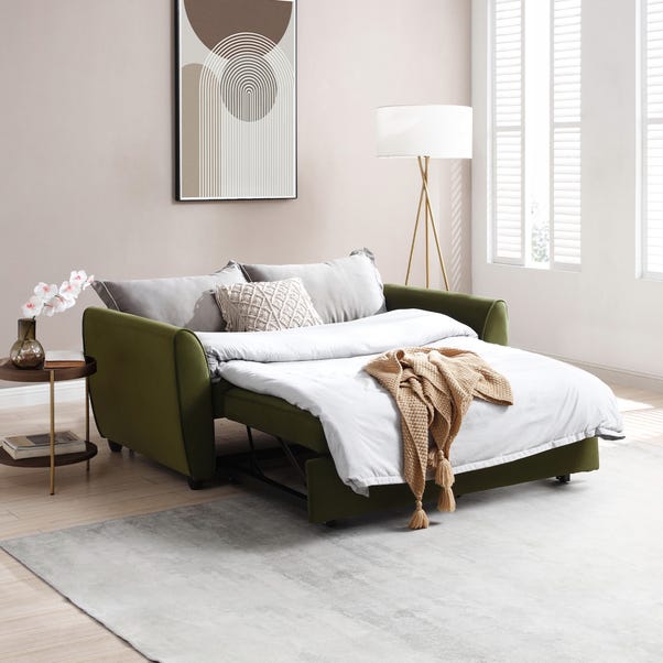 Mila 2 Seater Pop Up Sofa Bed, Velvet | Dunelm
