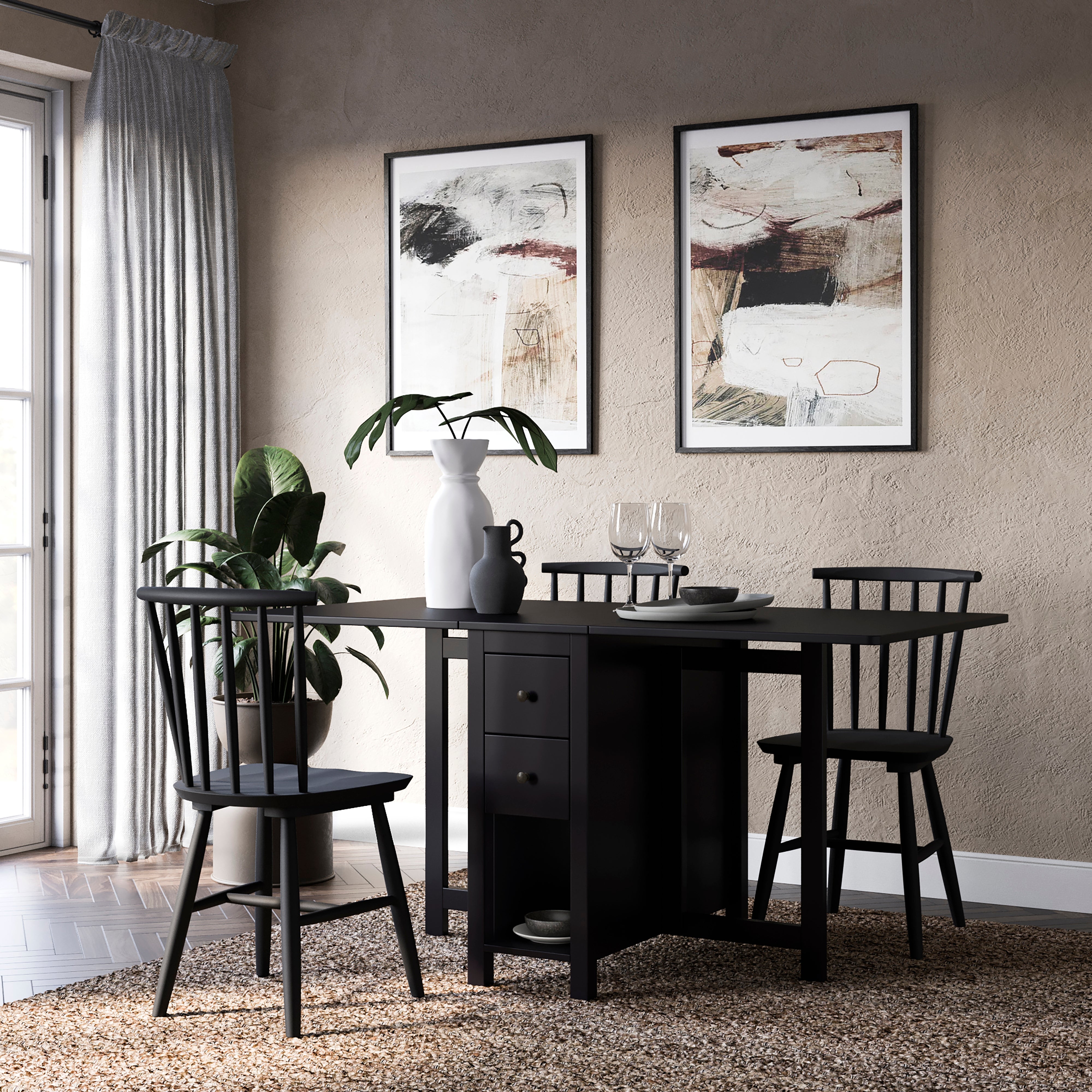 Lynton Extendable Dropleaf Dining Table Black